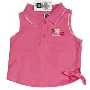 GAP - Girls 3-6mo pink sleeveless polo shirt with hem side knot